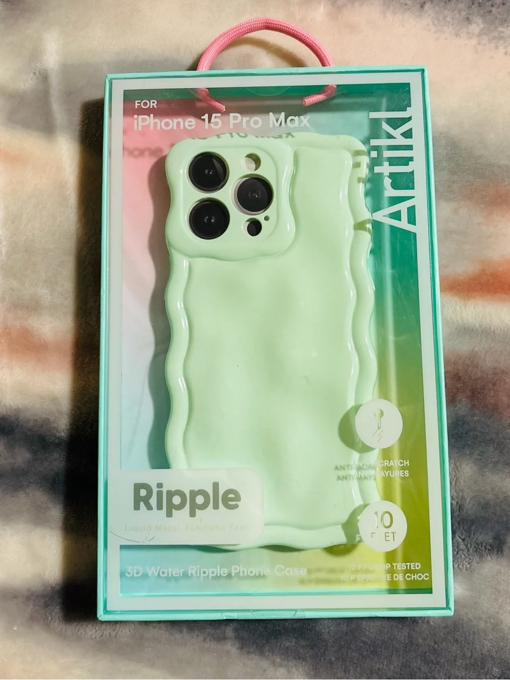 Ripple 3D Water Ripple Phone Case for iPhone 15 Pro Max - Mint Green